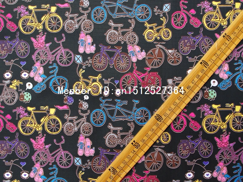 Водонепроницаемая ткань с ПВХ покрытием для велосипеда черного цвета 140 см x 50