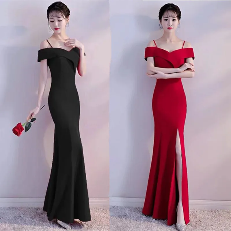 

2019 New One-shoulder long dress Long Bridesmaid long Dress Prom Gown Women Gorgeous Long Wedding Party Dress