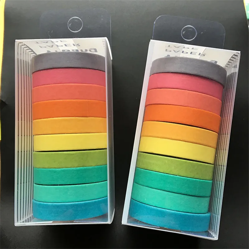10 шт./компл. корейские яркие цвета клейкая лента Васи радужная Memo моющаяся Papeleria
