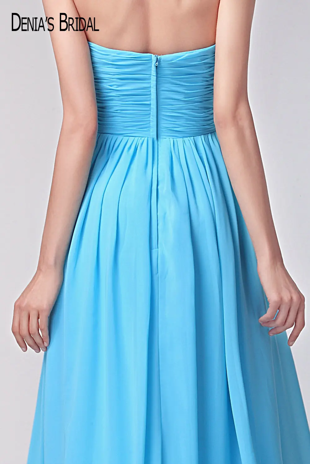 2017 Реальные изображения синие вечерние платья без рукавов с лямкой на шее