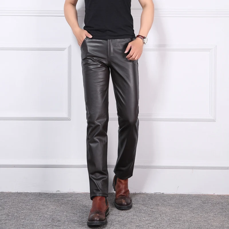 Брюки мужские из натуральной кожи 30 40|men genuine leather pants|genuine pants menleather men |