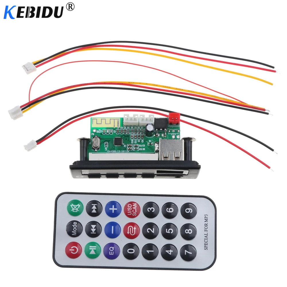 Беспроводной автомобильный аудио модуль kebidu Bluetooth 5 0 USB TF FM радио в 12 В MP3 WMA декодер