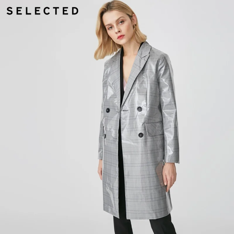 

SELECTED Women's Plaid Medium Length Wind Coat S|419121518