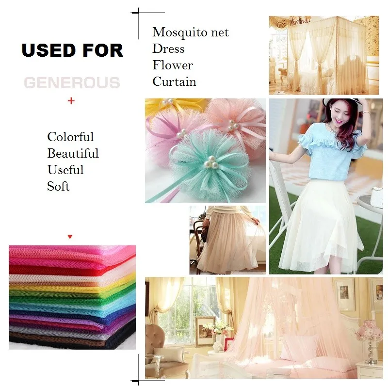 10 м/лот мягкая ткань для тюля однотонная сетчатая юбка-пачка из 100% полиэстера