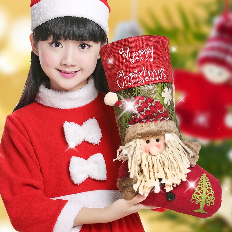 Высокая конец милые рождественские чулки Форма рук мешок дети Снеговик носок