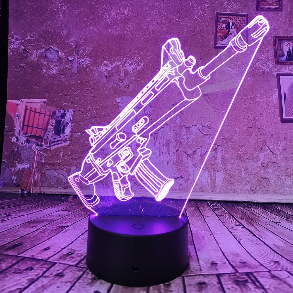 Новый боевой Royale игра крутая 3D Светодиодная лампа PUBG TPS SCAR-L ночник 7 градиентный