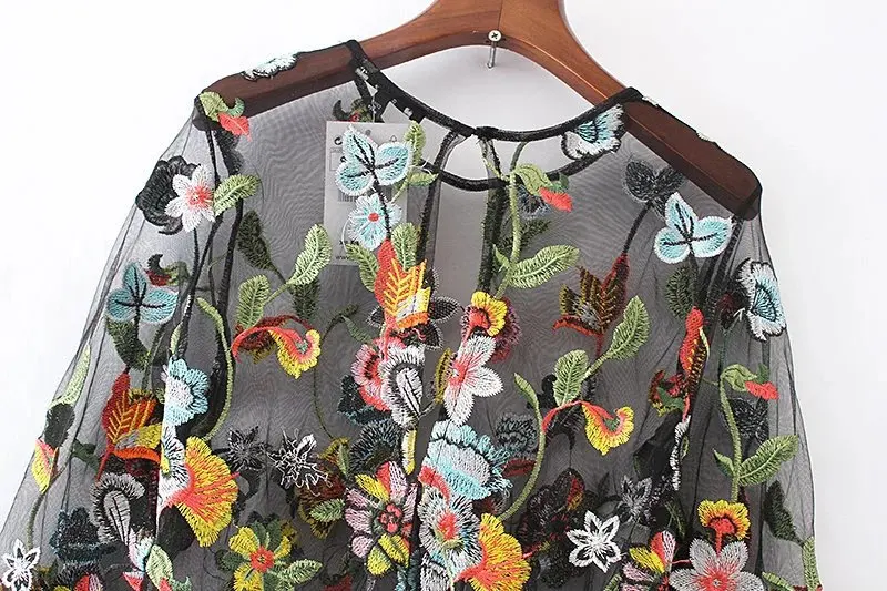 Женское платье с цветочной вышивкой повседневное длинное макси круглым вырезом