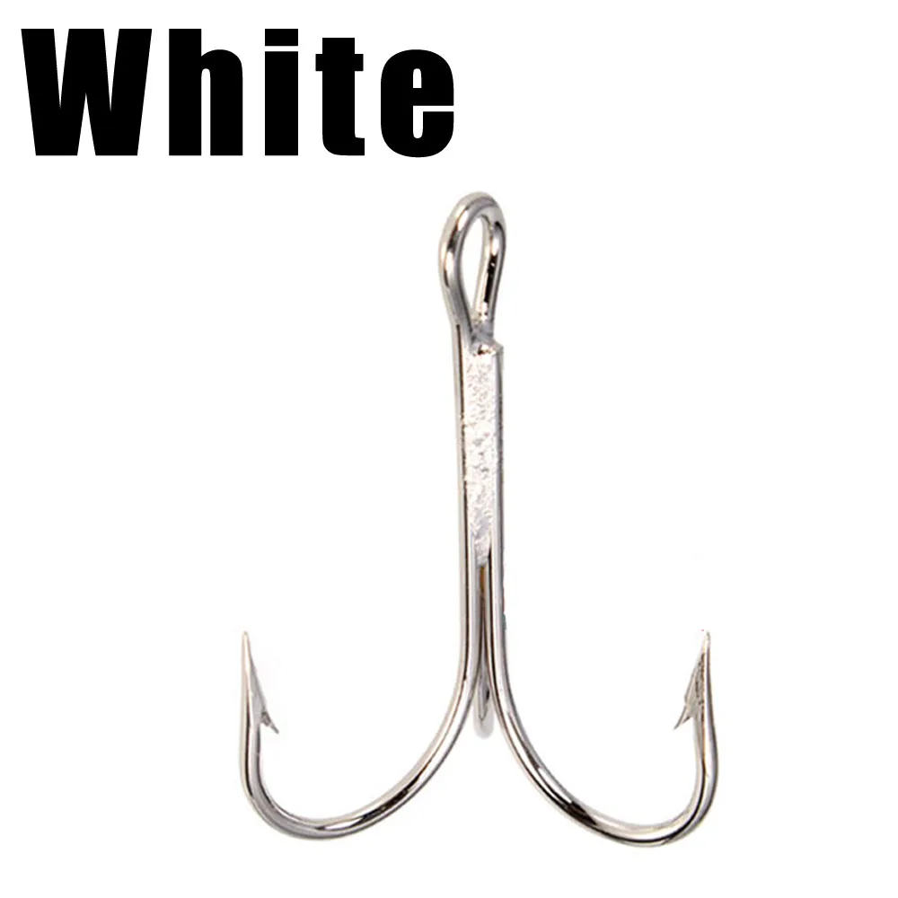 White 10 шт./лот 1/0#1#2#4#-16# черный рыболовный крючок из высокоуглеродистой стали тройные перевернутые Крючки рыболовные снасти круглый изгиб высокие частоты для басов - Цвет: White