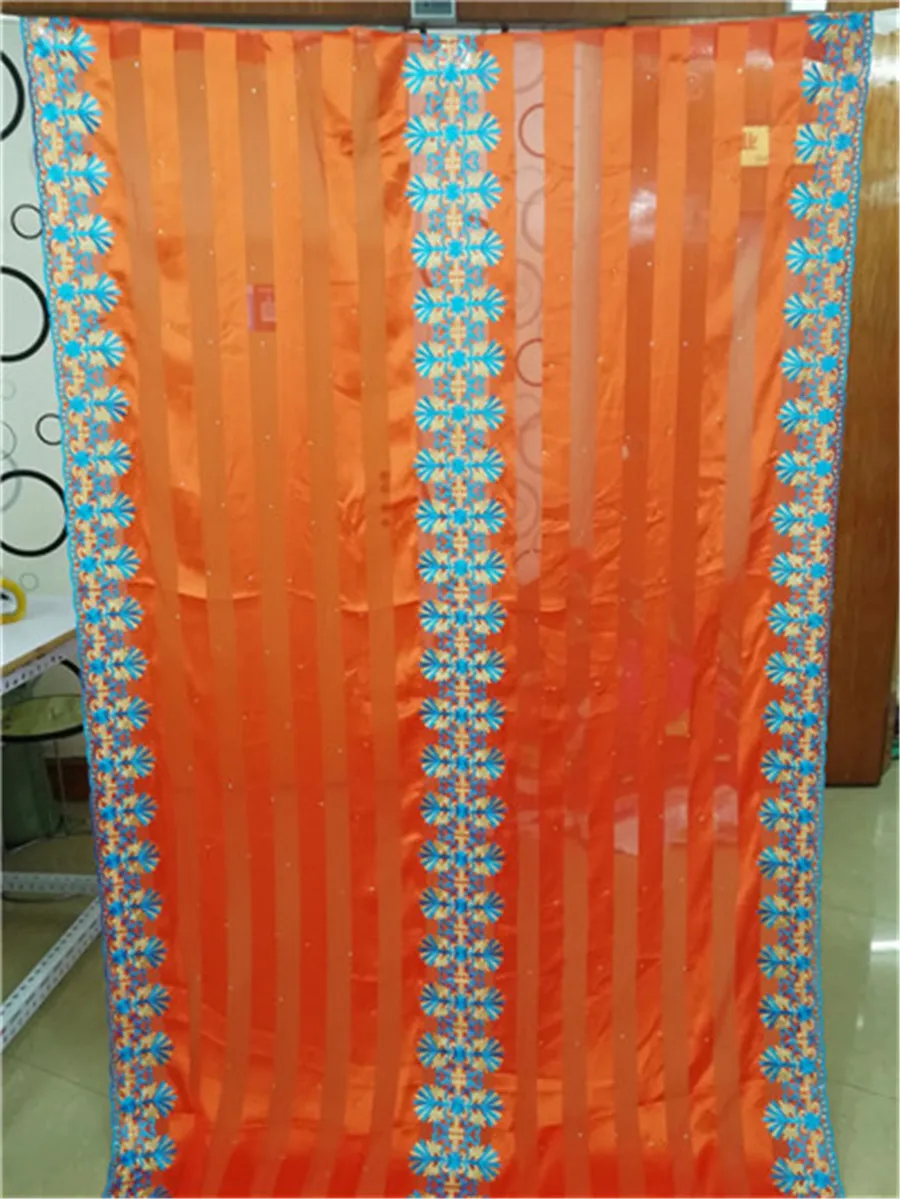 Атласная ткань розовая кружевная в нигерийском стиле со стоячим мягким шелковым