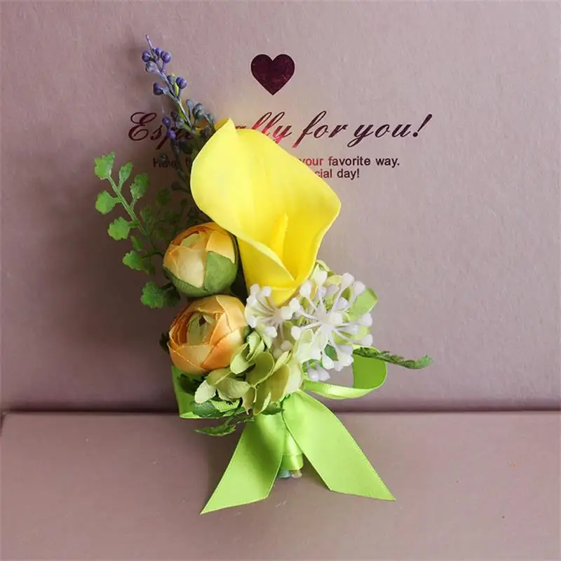 Желтая Калла цветок лилии планшетофон свадебный мужской костюм Мужская