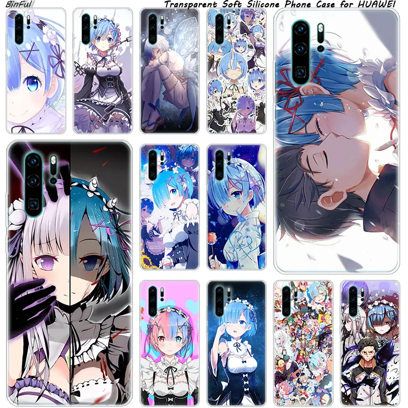 Мягкий силиконовый чехол для телефона аниме ReZERO In другой мир Huawei P30 P20 Pro P10 P9 P8 Lite