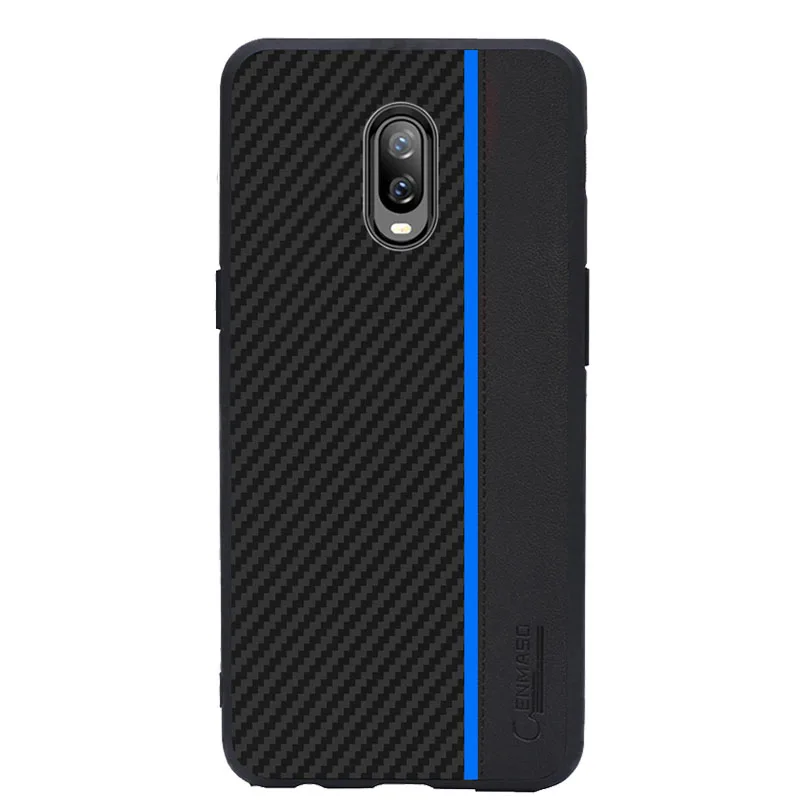 Для Oneplus 6T чехол CENMASO углеродное волокно Кожа Защита задняя крышка для OnePlus 7 Pro 5 5t 6 6t чехол для телефона - Цвет: Синий