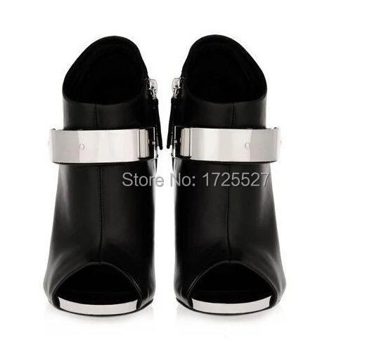 Free Shipping 2015 Summer Women Famous Brand Ankle Boots High Quality Genuine Leather Peep Toe White And Black Colors | Обувь