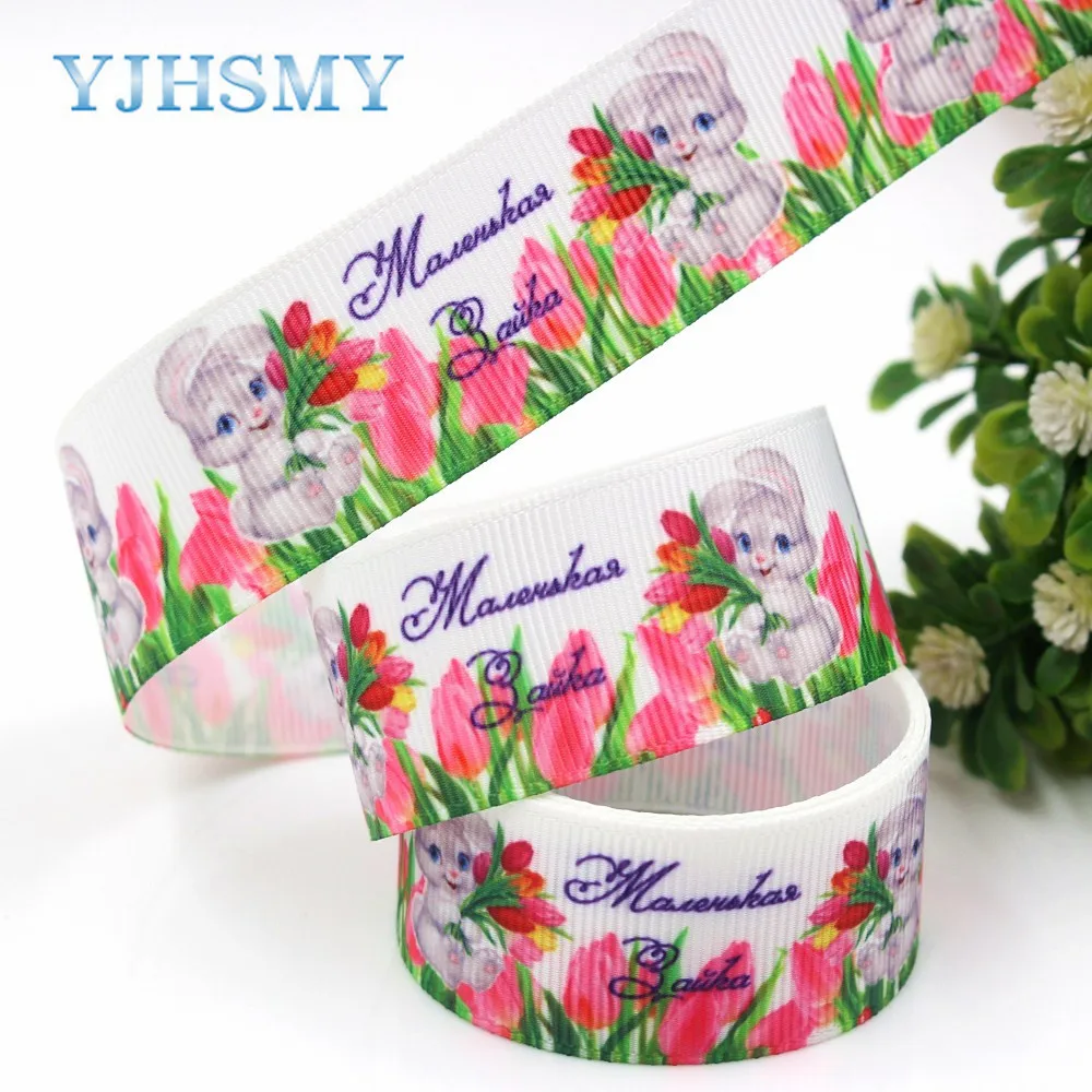 YJHSMY, G-18616-466, 25 мм 5 ярдов мультфильм кошка напечатаны корсажная лента, аксессуары для одежды лямки, DIY материалы ручной работы