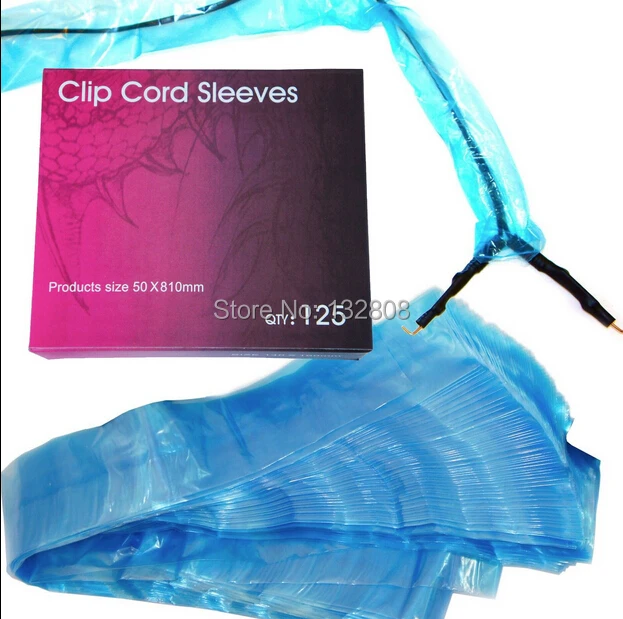 125 шт. одноразовые чехлы для татуировок с синими зажимами прозрачные барьеры