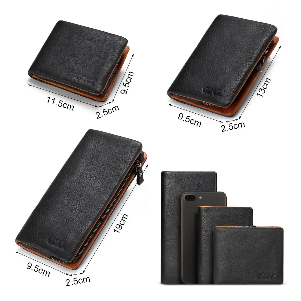 Мужской бумажник из натуральной кожи повседневный черный маленький мужской