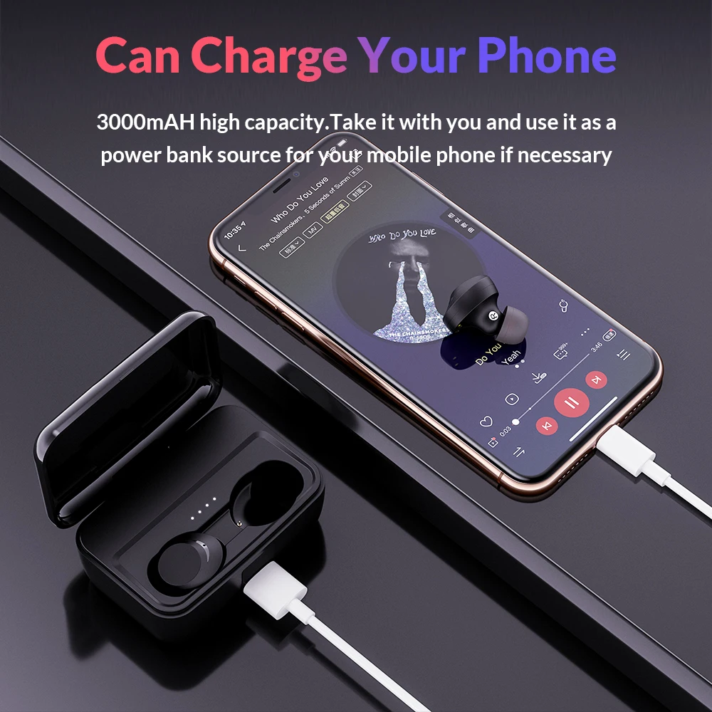 TOPK TWS Bluetooth 5 0 наушники настоящие беспроводные гарнитура водонепроницаемая