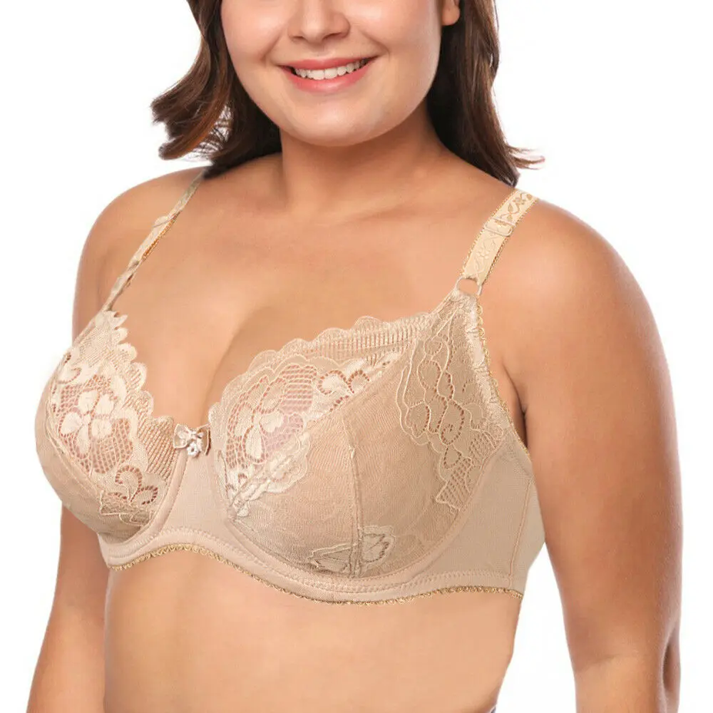 Новый размера плюс бюстгальтер ультратонкий кружевной без косточек для Для