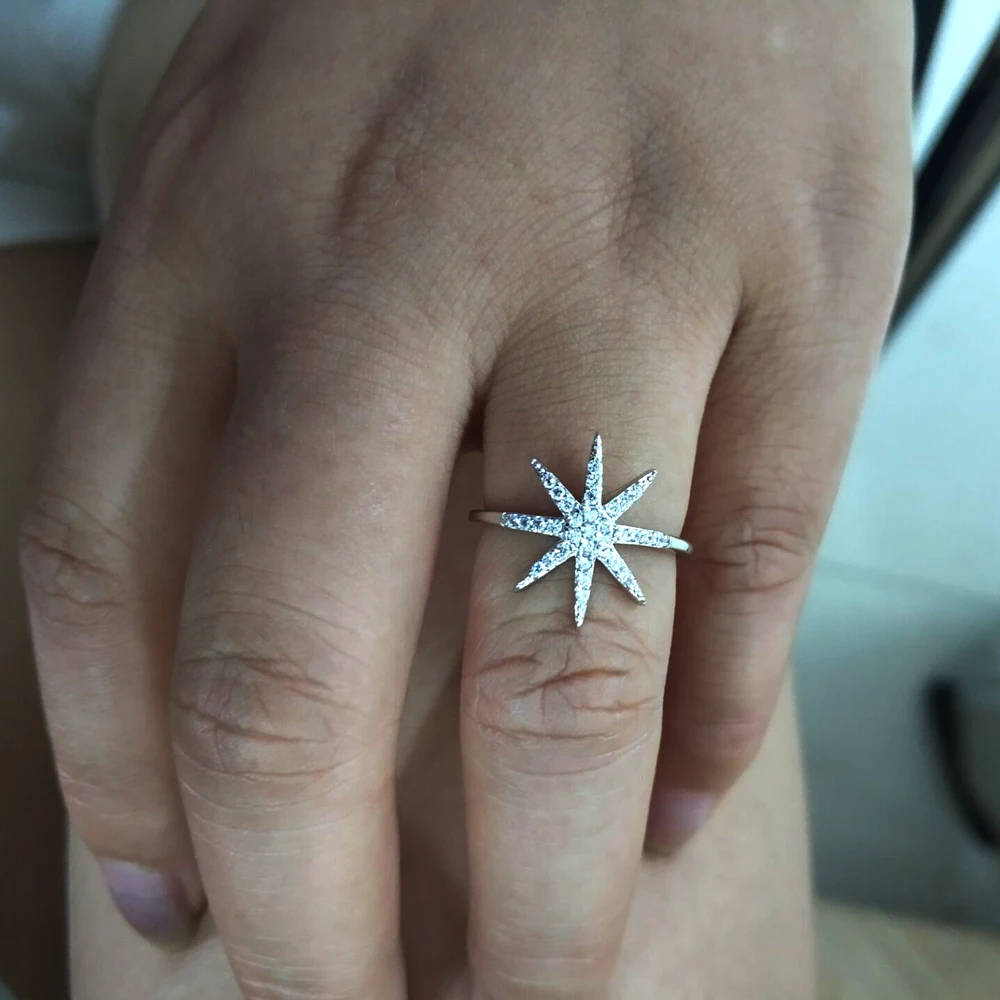 Женское кольцо с прозрачными кристаллами North star модное дизайнерское манжетами и