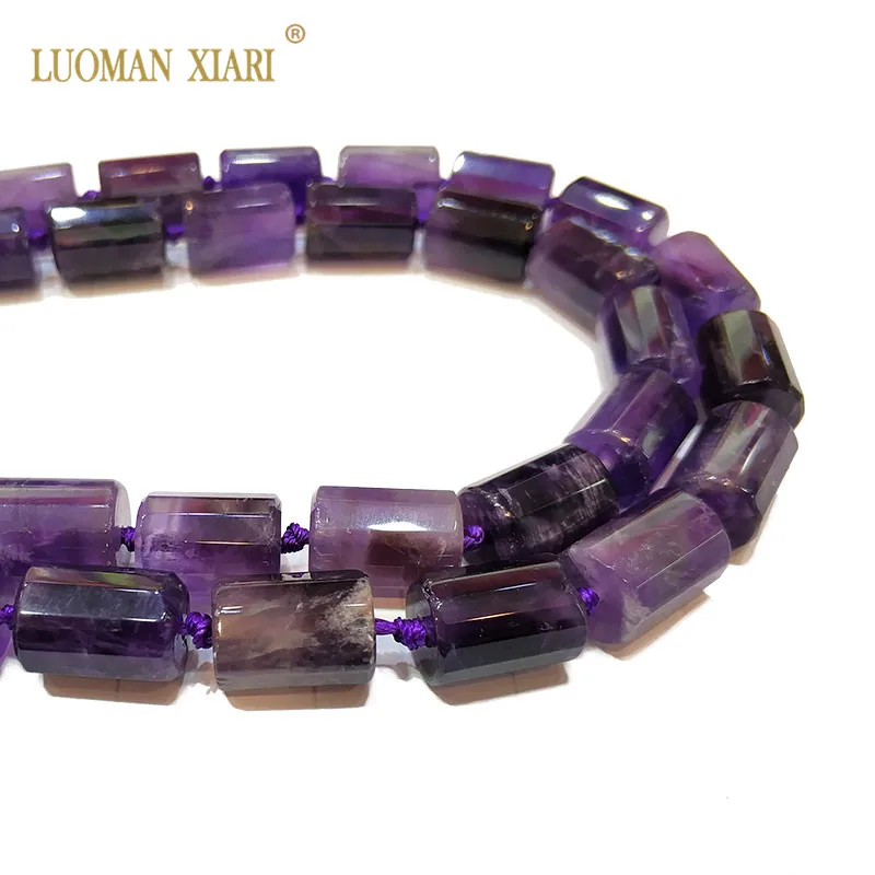 

LUOMAN XIARI Natural Amethysts Cylindrical Facted Beads For Jewelry Making DIY Bracelet, Necklace Size 11*16 mm Strand 15"
