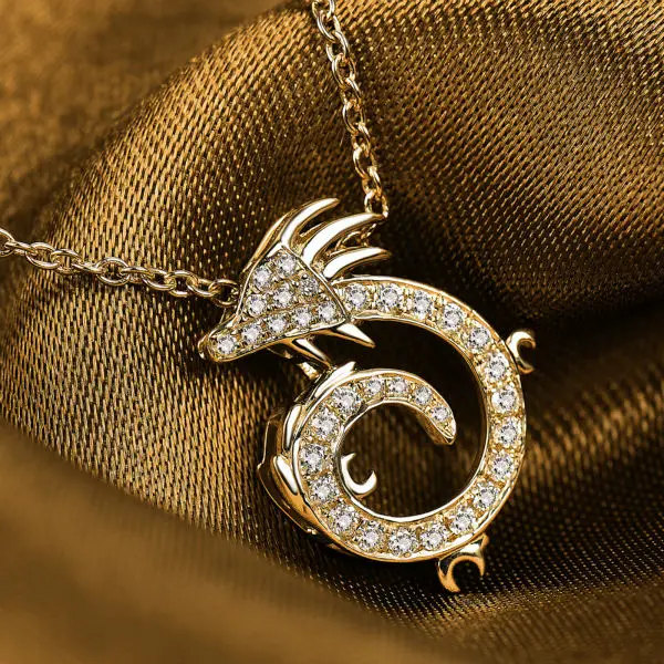 New Diamond Necklace Pendant China Dragon Shape 18K Yellow Gold Special Jewelry for Girl WP058 | Украшения и аксессуары