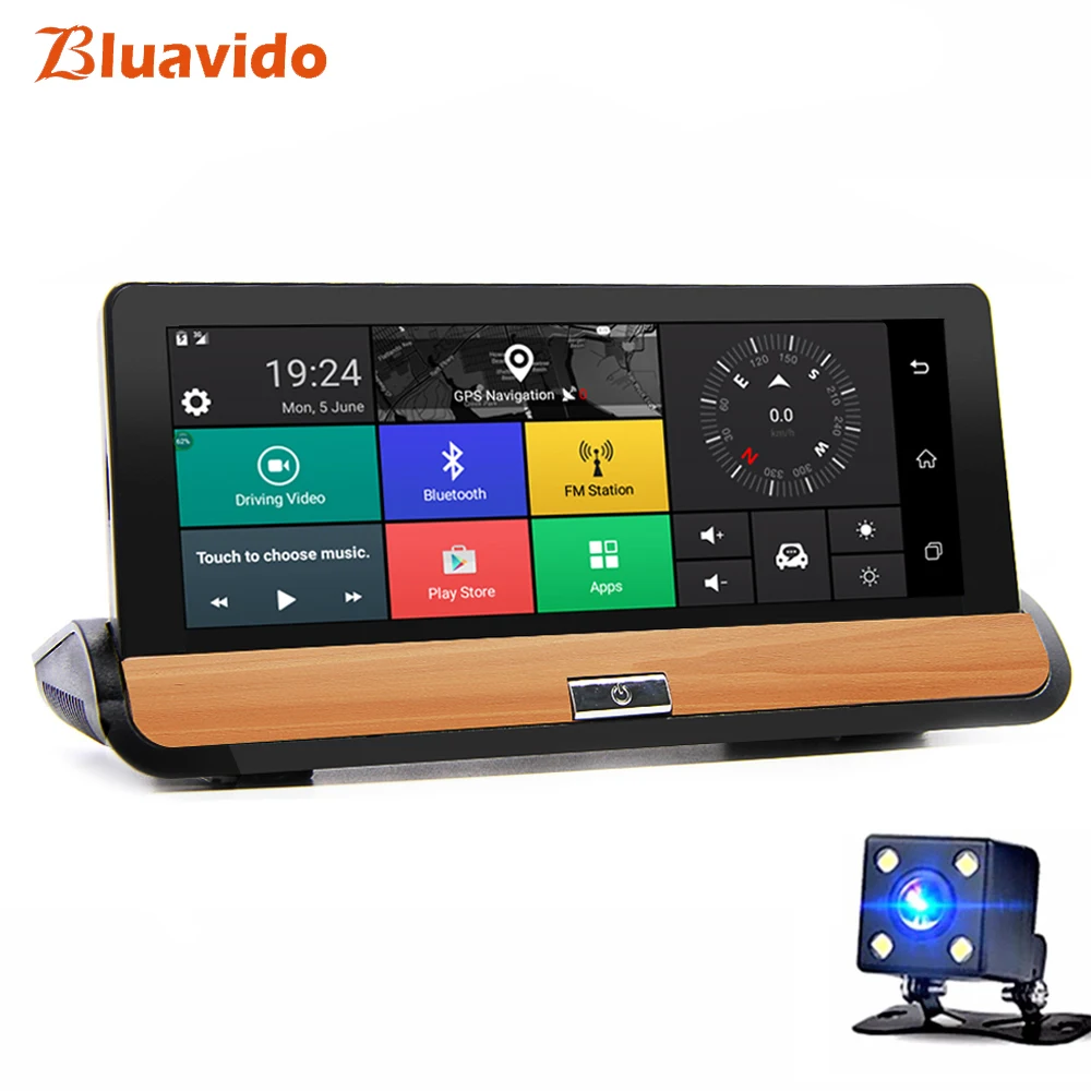 Bluavido 6,8" 3g Автомобильный видеорегистратор Android gps навигатор карта Full HD 1080P видео рекордер камера Bluetooth wifi automovi Регистратор