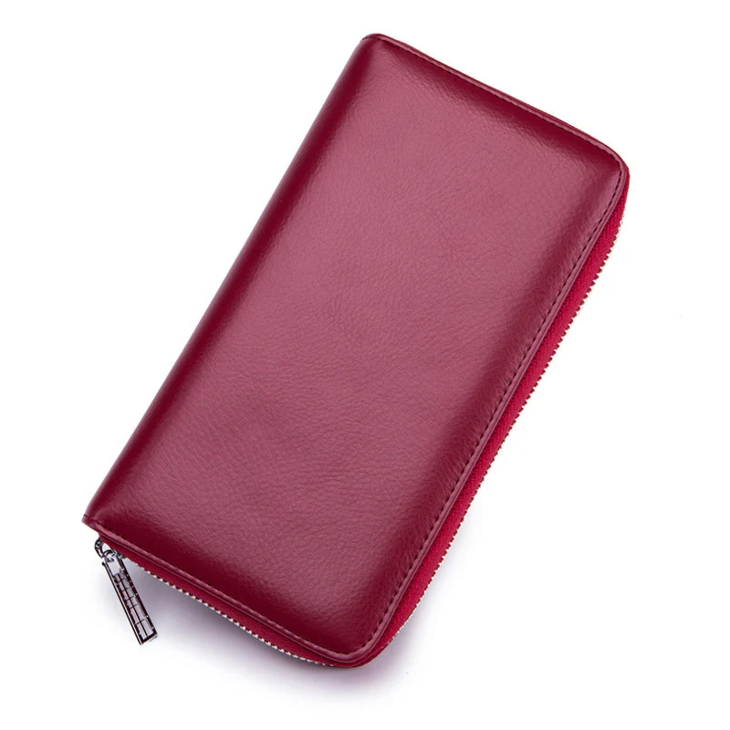 Burgundy Карта унисекс держатели кожанный раздельный кошелек Мужской Бизнес RFID карты бумажник высокой емкости Женские кредитницы кошельки - Цвет: Burgundy