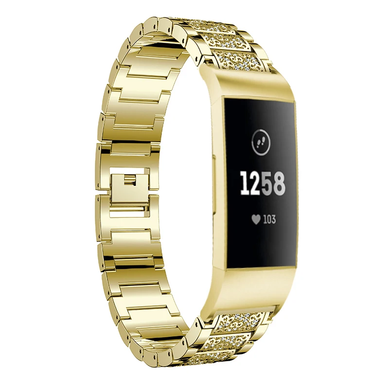 Ремешок для часов Fitbit Charge, 3 ремешка, сменный металлический ремешок из нержавеющей стали, блестящие стразы, браслет для Fitbit Charge 3