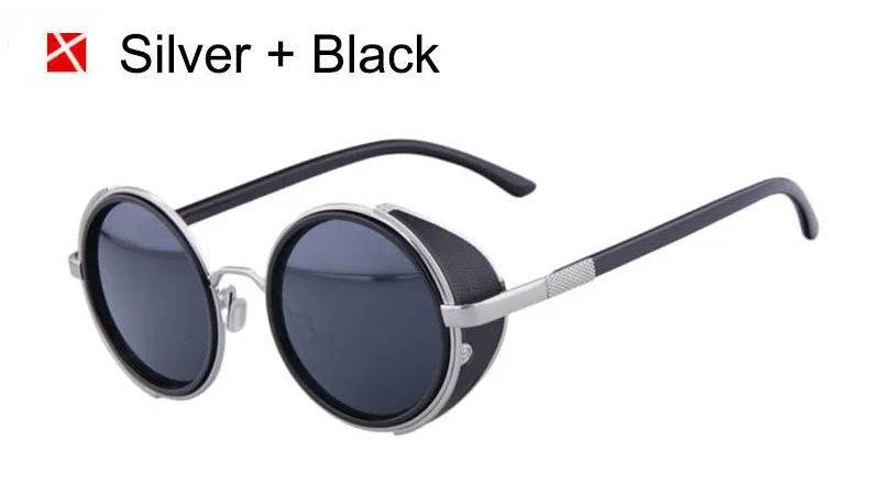 Silver Black Винтажные очки shauna, женские, стимпанк, Ретро стиль, покрытие, мужские, круглые солнцезащитные очки, брендовые, дизайнерские, в стиле панк, солнцезащитные очки, UV400 - Цвет линз: Silver Black