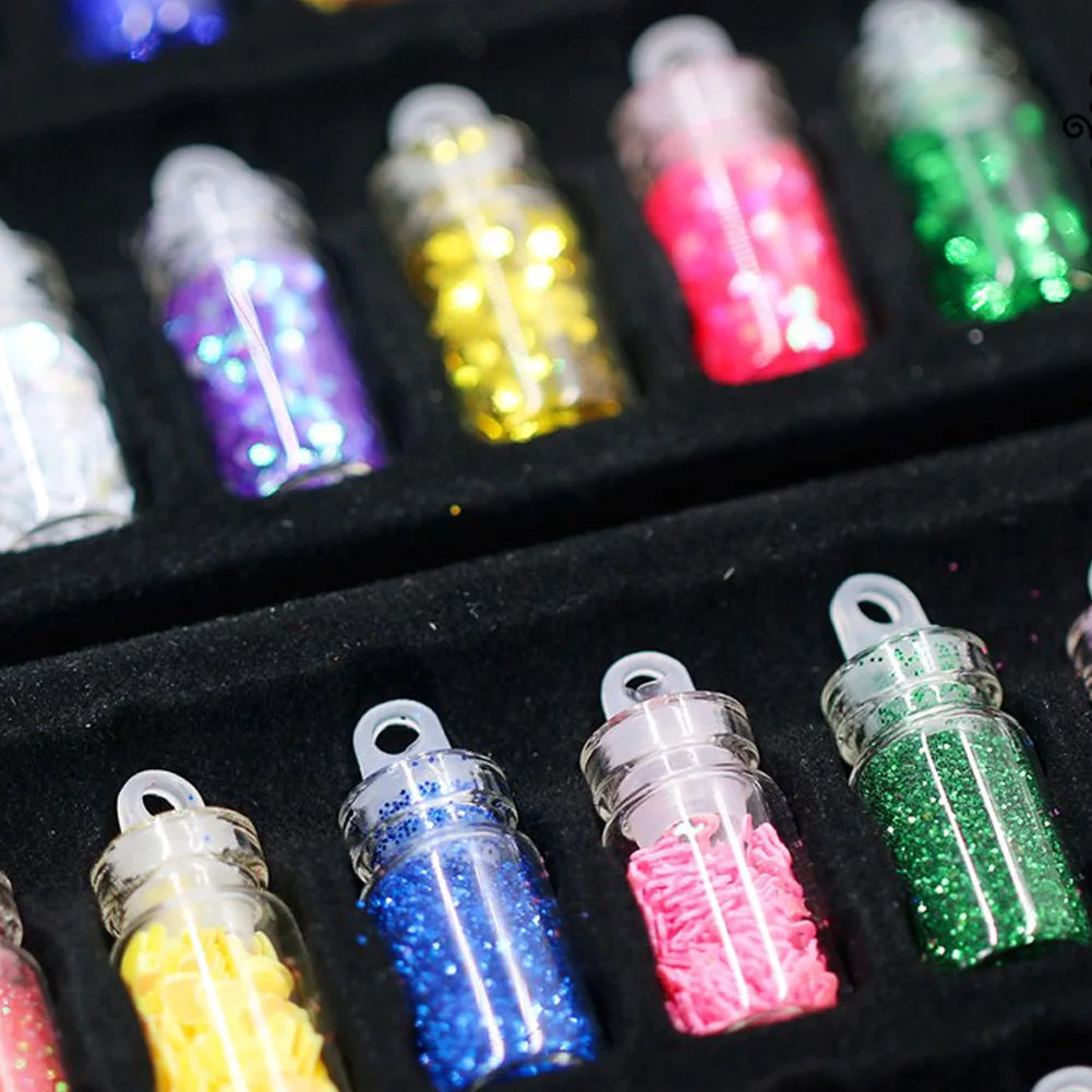 48 бутылочки/комплект падение жемчужины для дизайна ногтей Блеск Макияж DIY Multi