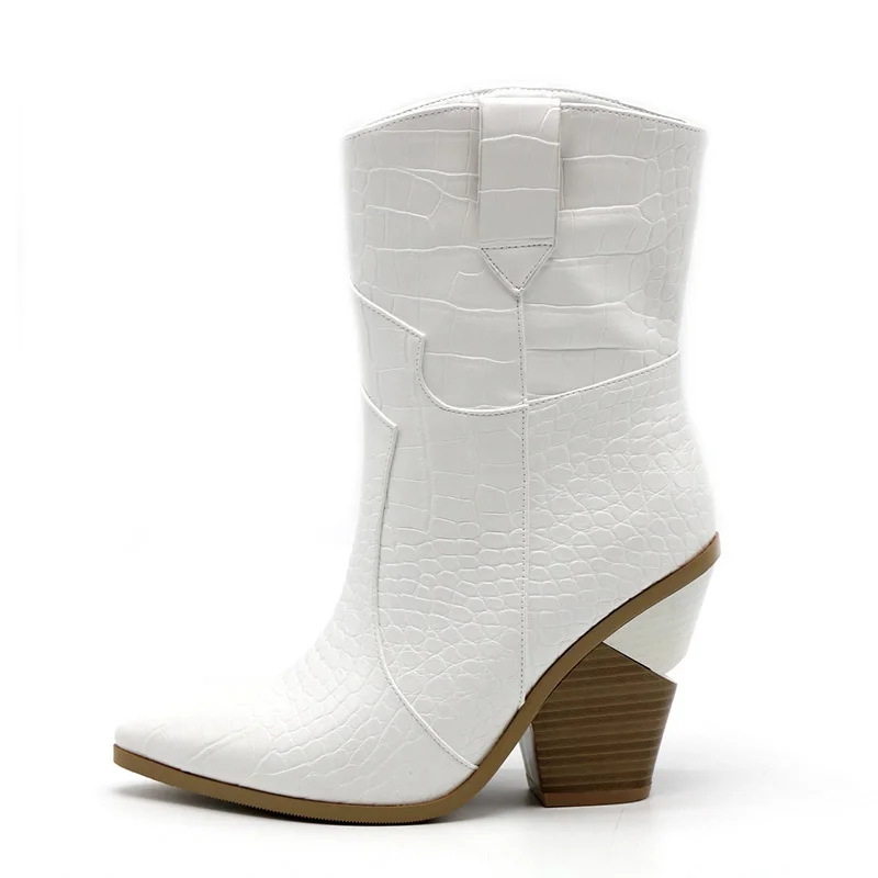white with fur KemeKiss/размер 33-46, новые женские ботильоны, брендовая осенне-зимняя обувь на высоком каблуке, женские полусапожки в стиле ретро, теплая женская обувь - Цвет: white with fur
