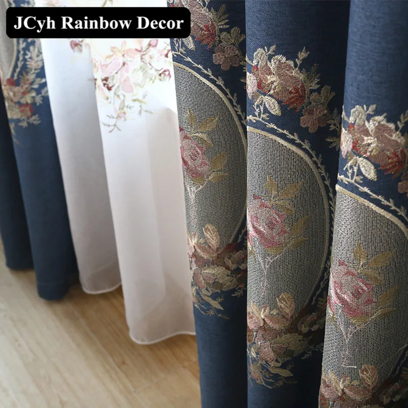 Роскошные льняные затемняющие шторы с вышивкой для гостиной белые тюлевые окон