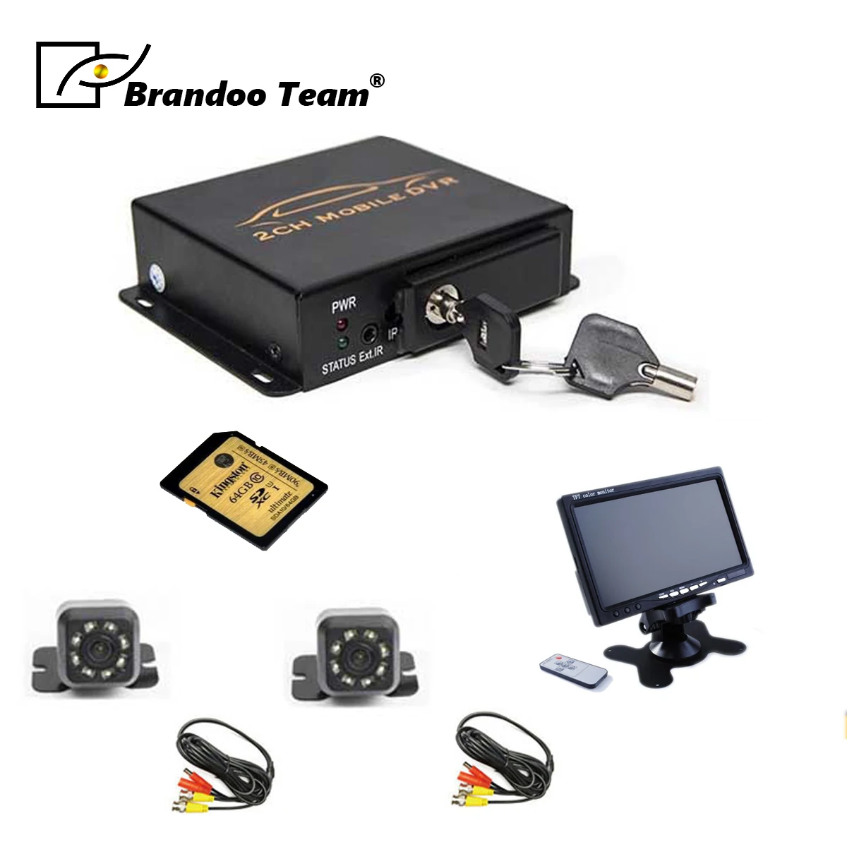 2 канала DVR система для грузовика такси SD + мини камеры автомобиля шт. видеокабеля 5