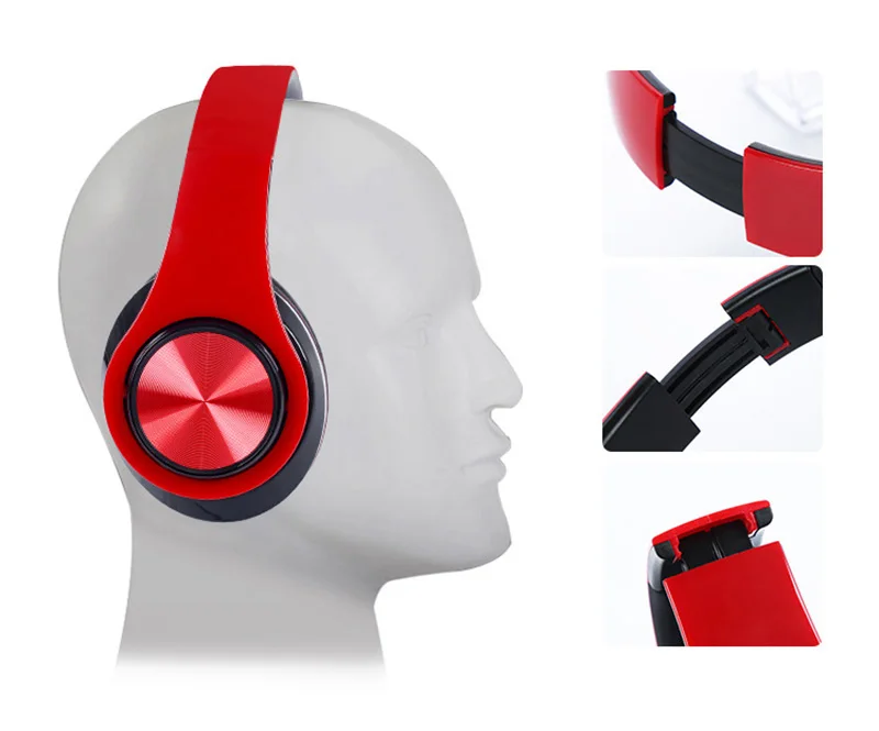 Bluetooth Наушники накладные, беспроводная гарнитура с микрофоном и холодный светодиодный светильник, Портативный и складной, шумоподавляющий стерео