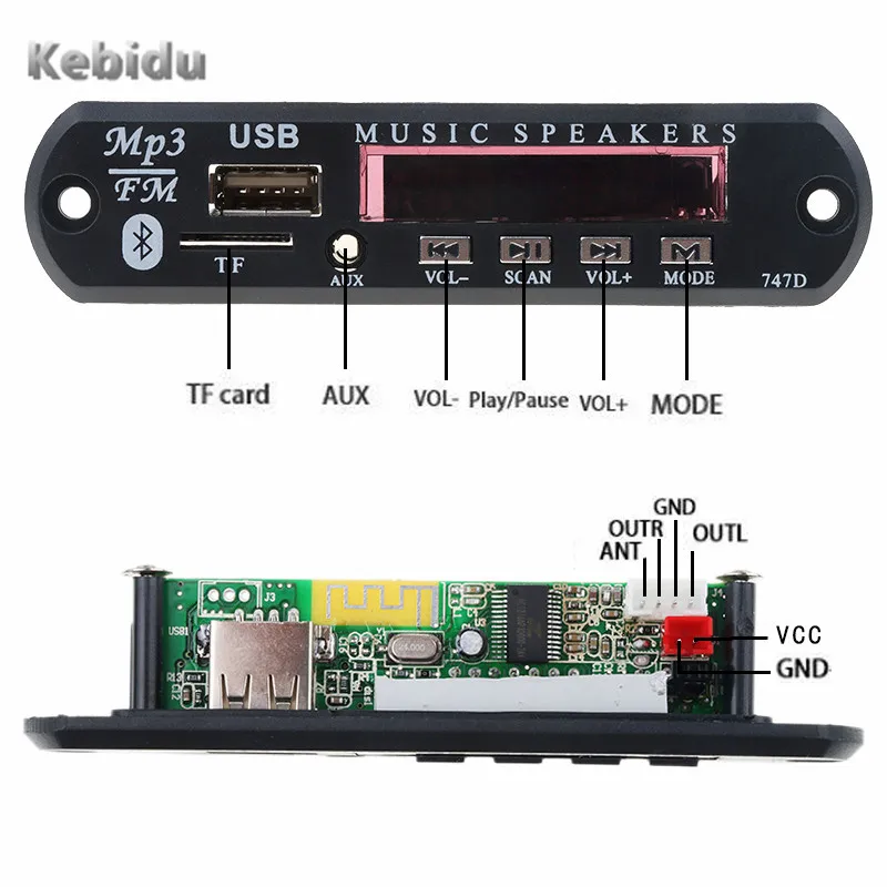 MP3 WMA декодер плата Bluetooth беспроводной DC 5V 12V аудио модуль USB TF радио для автомобиля