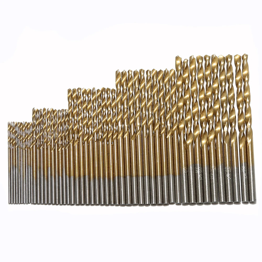 

50PCS 1/1.5/2/2.5/3mm HSS Titanium Coated High Speed Steel Drill Bit Set