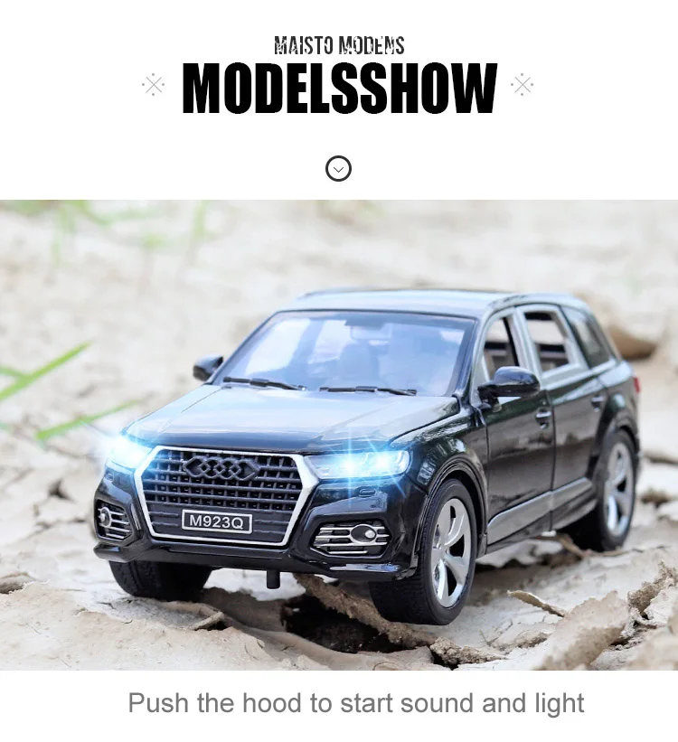 1/24 AUDI Q7 литая металлическая модель автомобиля литая под давлением игрушки для детей Коллекция с 6 открытыми литыми автомобилями оттягивающийся автомобиль Детский подарок