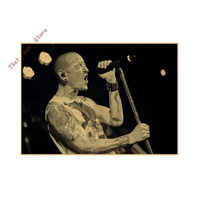 Винтажная ретро-рок-группа Linkin park, музыкальная гитара, матовая крафт-бумага, античный плакат, настенная наклейка, домашний декор