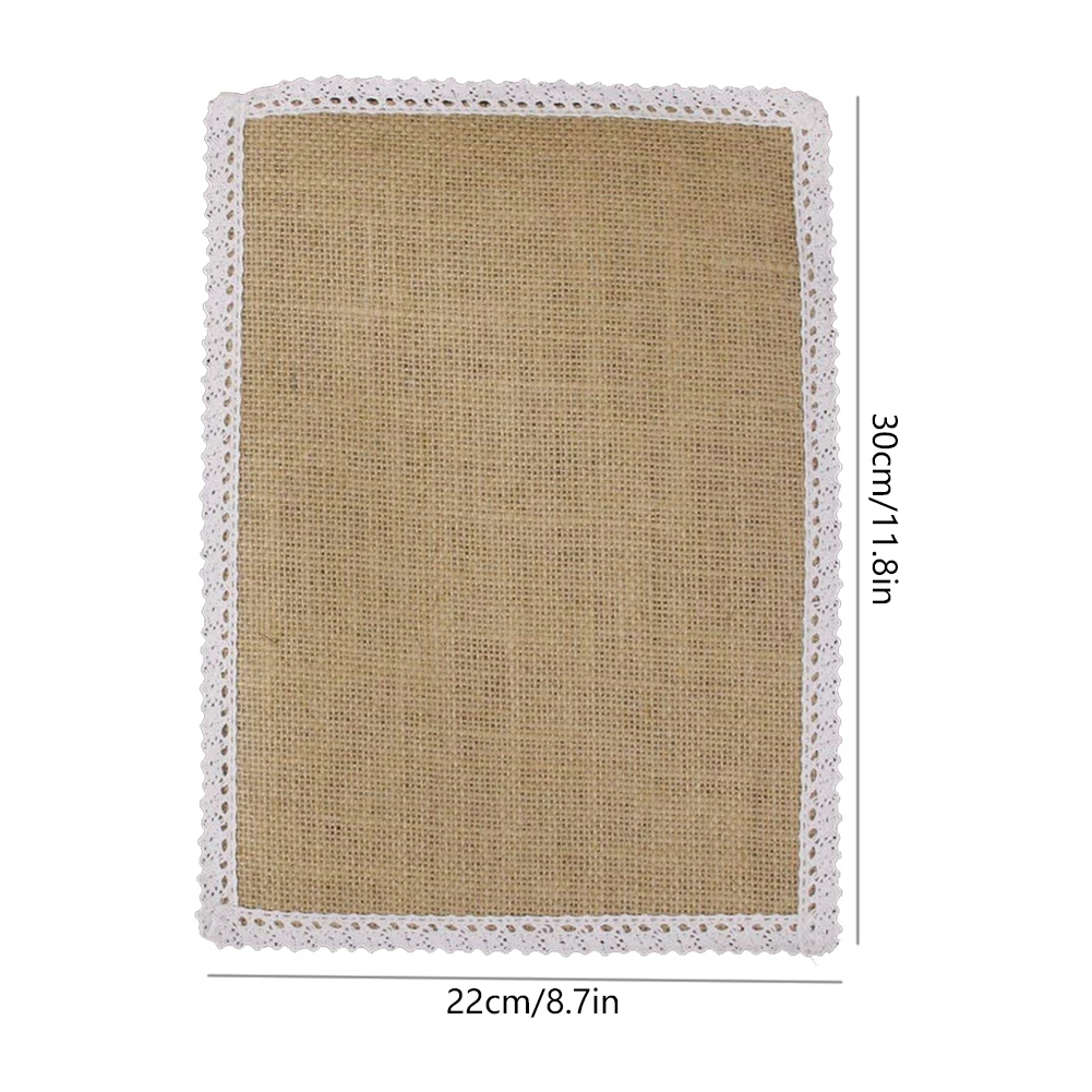 10 шт. Hessian Burlap коврики для стола кружевные салфетки наборы натуральный джут тканые коврики для стола Свадебная вечеринка Декор 30x22 см