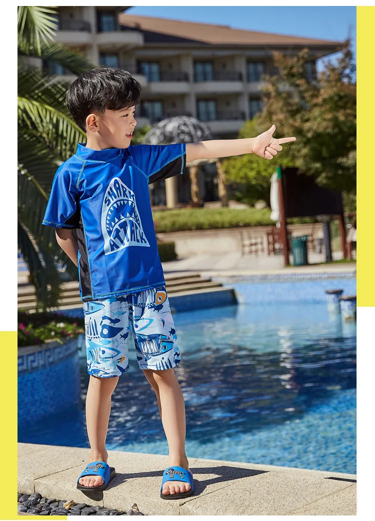 Новинка 2019 года детский купальный костюм для мальчиков комплект из 2 предметов