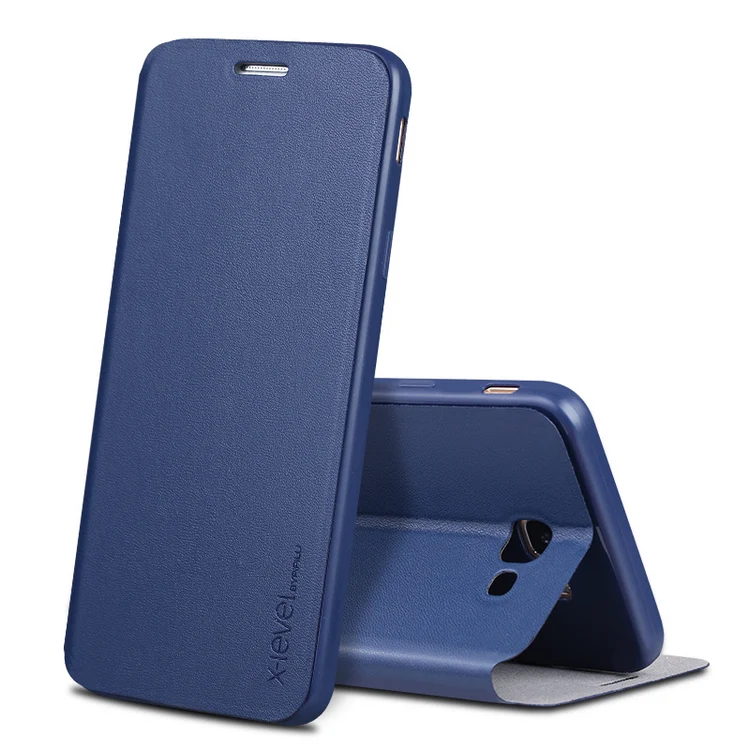 Синий Кожаный чехол-книжка X-Level s для samsung Galaxy A9 Pro A910 Sm-A9100 6,", ультратонкий деловой кожаный чехол - Цвет: Синий