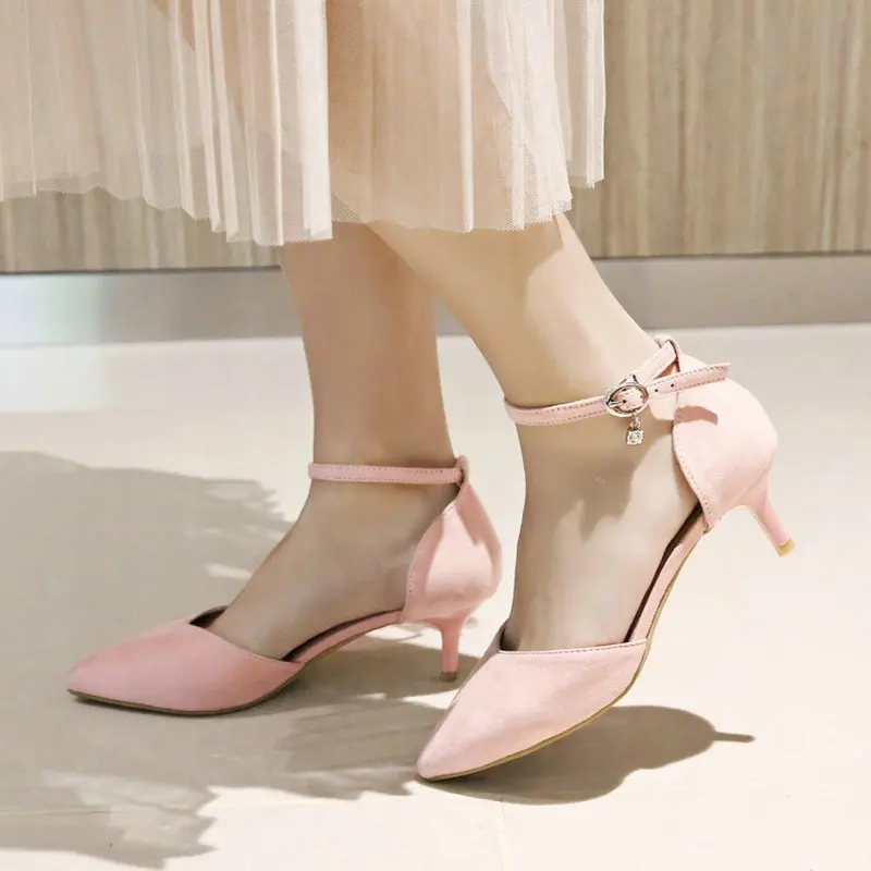 ZawsThia/женские босоножки на среднем тонком каблуке с ремешком и пряжкой зеленого