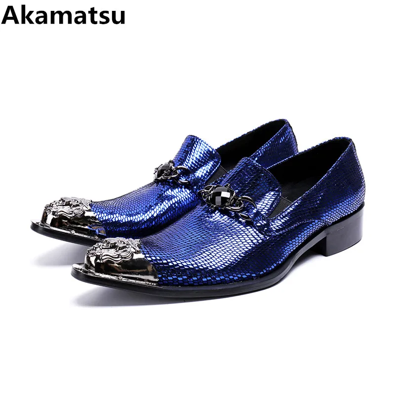 Handemade/модельные туфли со стальным острым носком блестящие Лоферы без застежки