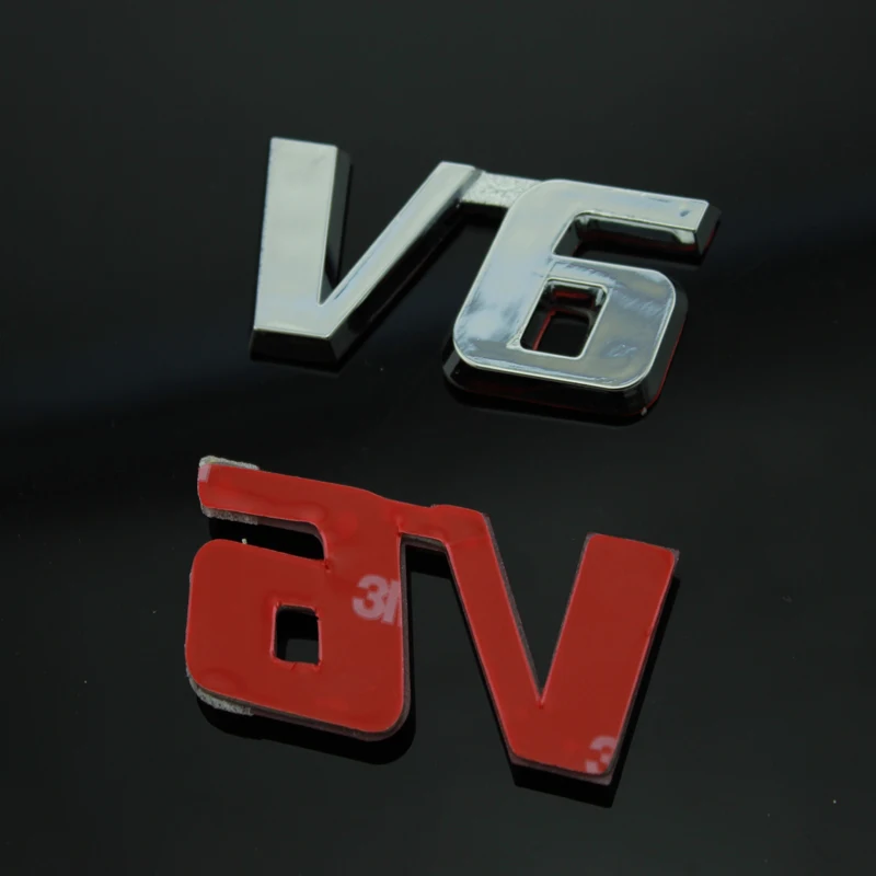 Горящий автомобиль хром металлическая распродажа логотип V6 3D Металлическая
