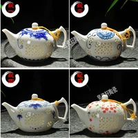 jingdezhen exquisite kung fu tea set crystal ceramic hollow porcelain teapot cup tea wash tureen set