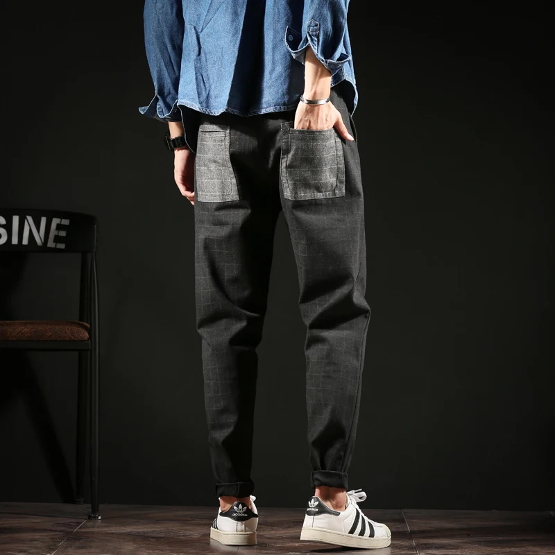 2018 fall new youth fashion Japanese men's color matching big size relaxed trend of teenagers' feet casual pants | Мужская