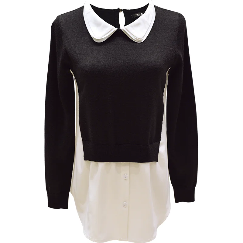 2 199 yuan] set 2016 new winter sweater female head fake two slim Korean temperament | Женская одежда