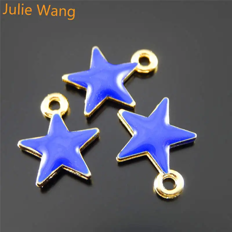 Подвесная эмалированная подвеска Julia Wang 10 шт. красная синяя маленькая с пятью