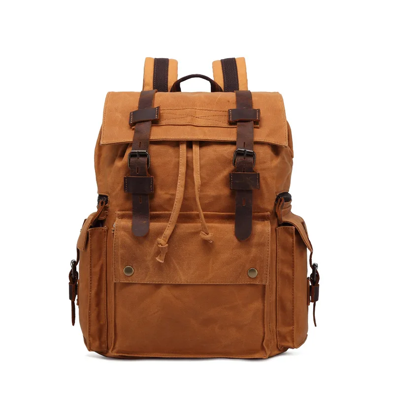 

Vintage Backpacks Oil Wax Canvas Leather Women Men 15.6 Inch Laptops Travel Backpack Bags Duffle Female Male Anti Thief Big Size