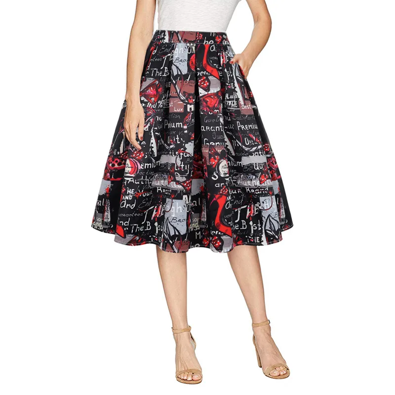 2019 Modis летние Карманы Винтаж женские юбки в стиле casual уличная Faldas черный белый